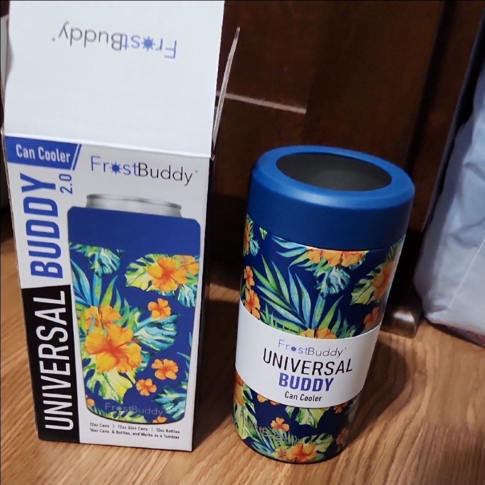 Universal Buddy Can Cooler - Blue Floral